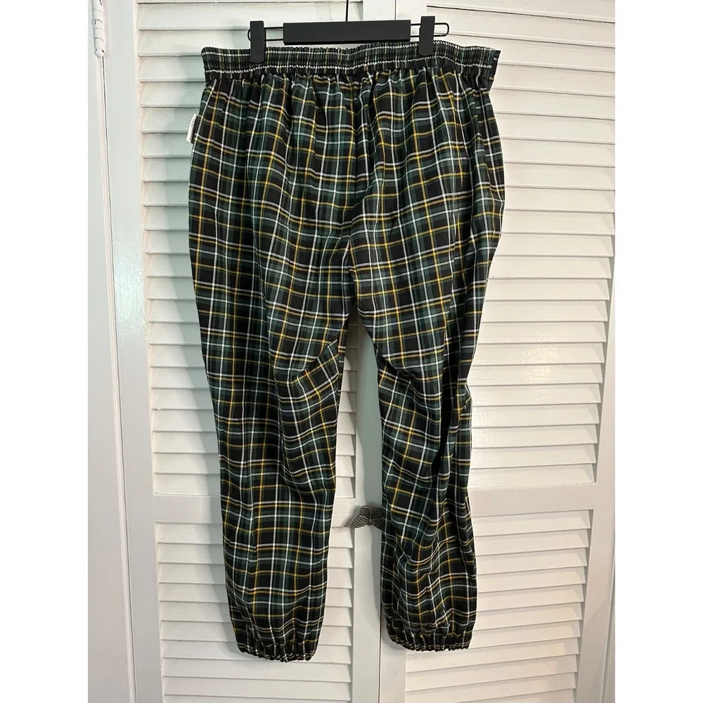 NWT Hot Topic Almost Famous Size XXL Green Plaid Joggers Pants Elastic Waist